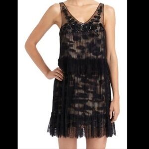 BCBG Black Lace Dress With Pleats, Size 2
